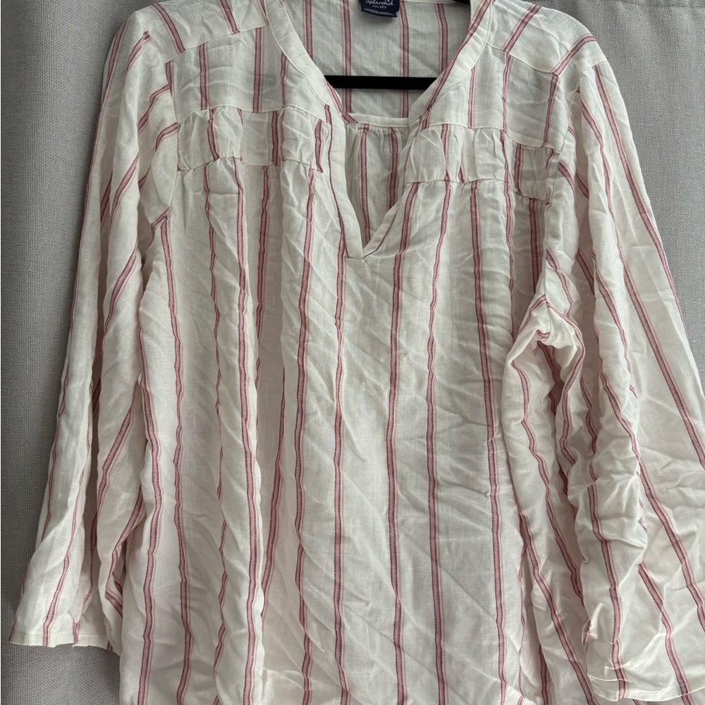 Splendid Cream and Red Striped Blouse